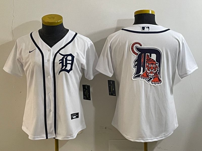 Women Detroit Tigers Blank White Game 2025 Nike MLB Jersey style 3